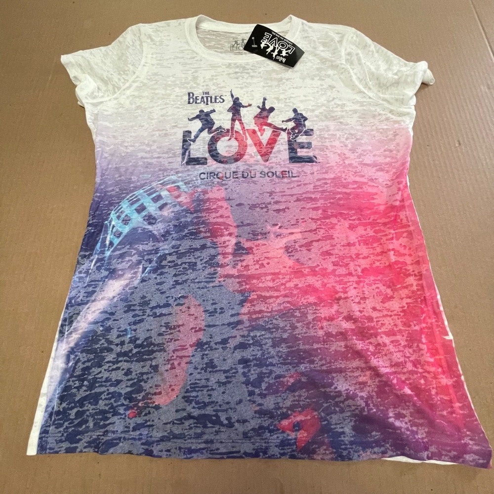 The Beatles LOVE Cirque Du Soleil T-Shirt New With Tags NWT Womens Large Burnout